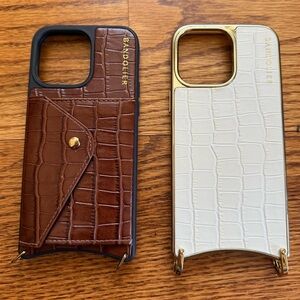Bandolier Brown and Ivory Cream Croc iPhone 15 pro max Case Set
